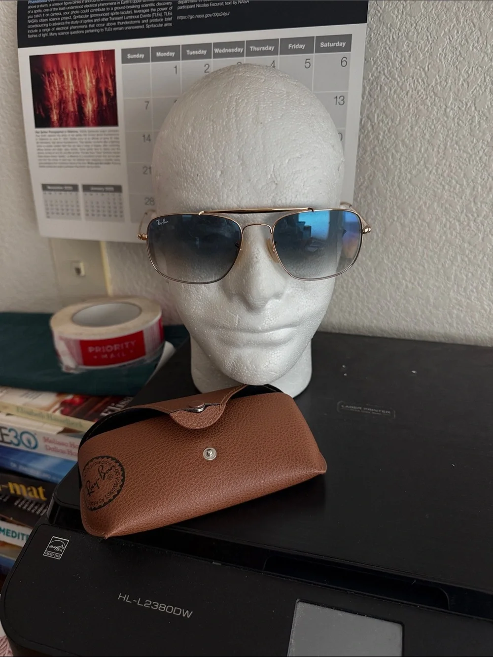 Ray-ban “colonel” gradient  blue / gold non polar sunglasses